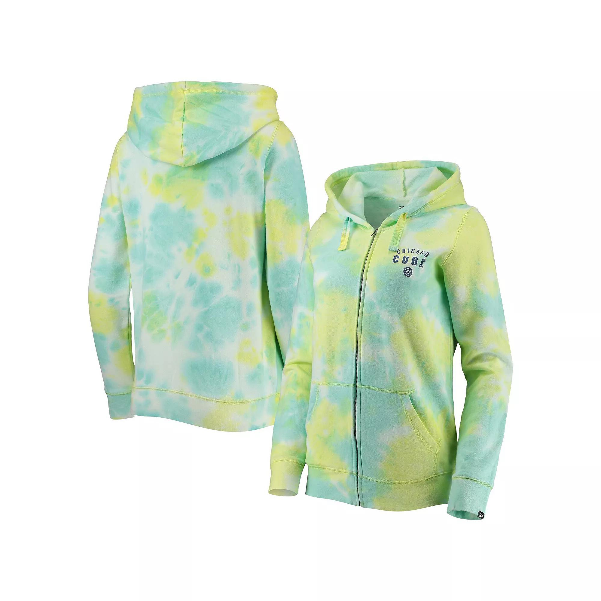Women's New Era White Chicago Cubs Tie-Dye Full-Zip Hoodie,  Product Image