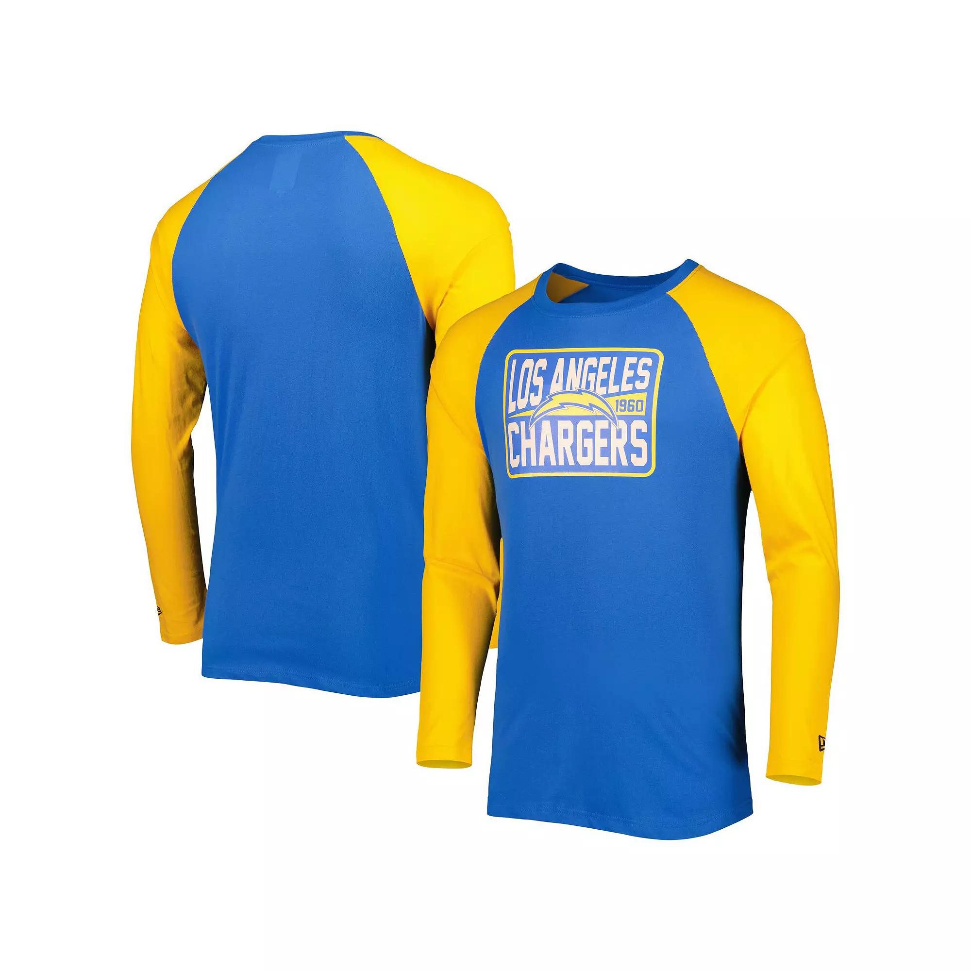 Men's New Era Powder Blue Los Angeles Chargers Current Raglan Long Sleeve T-Shirt, Size: 3XL, Light Product Image