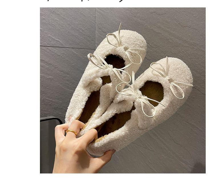 Bow Fleece Mary Jane Shoes Product Image