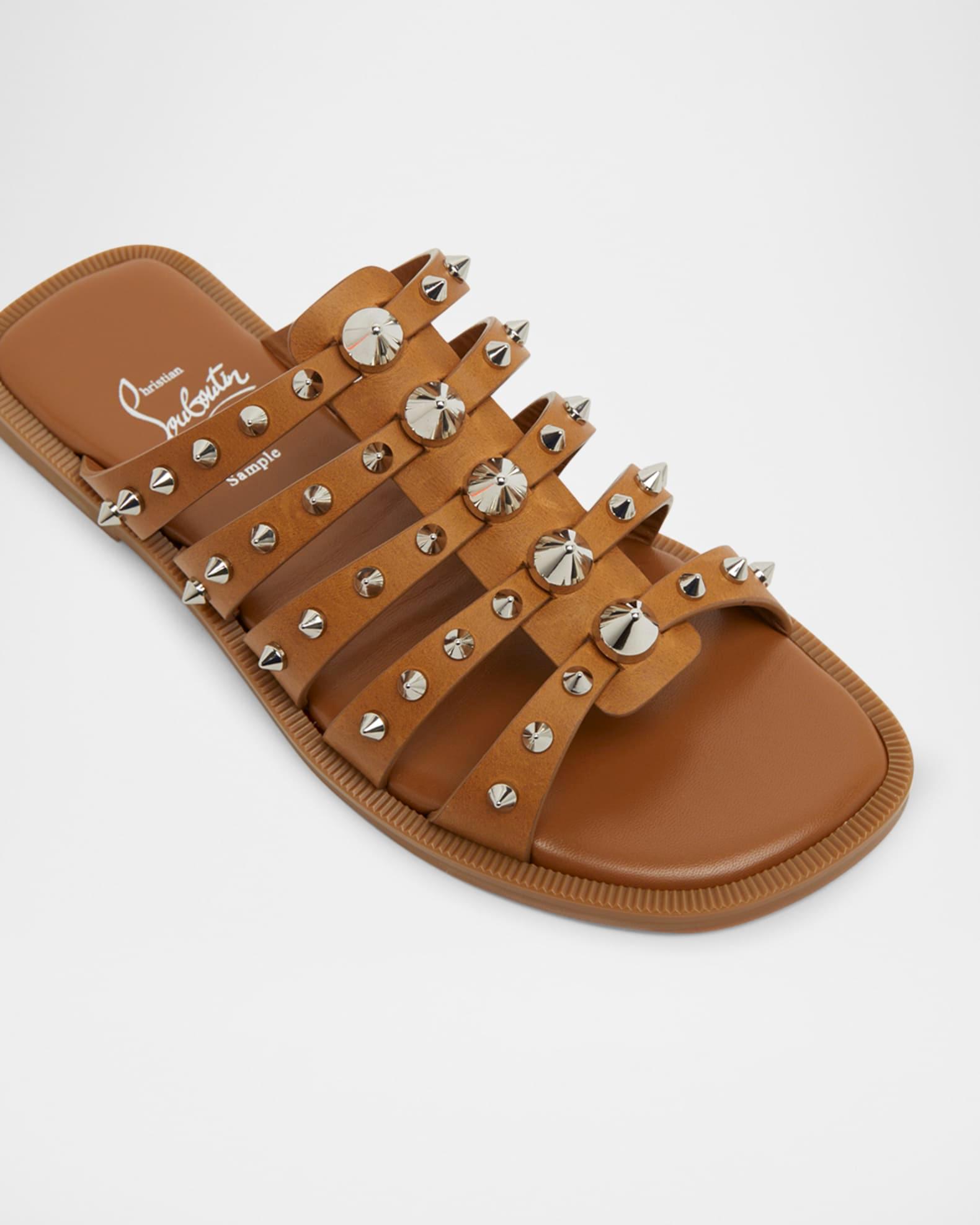 Charja Spike Leather Red Sole Slide Sandals Product Image