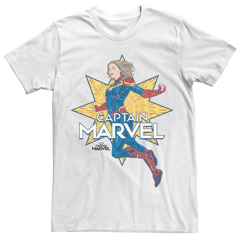 Men's Marvel Captain Marvel Star Burst Cartoon Tee, Size: 3XL, White Product Image