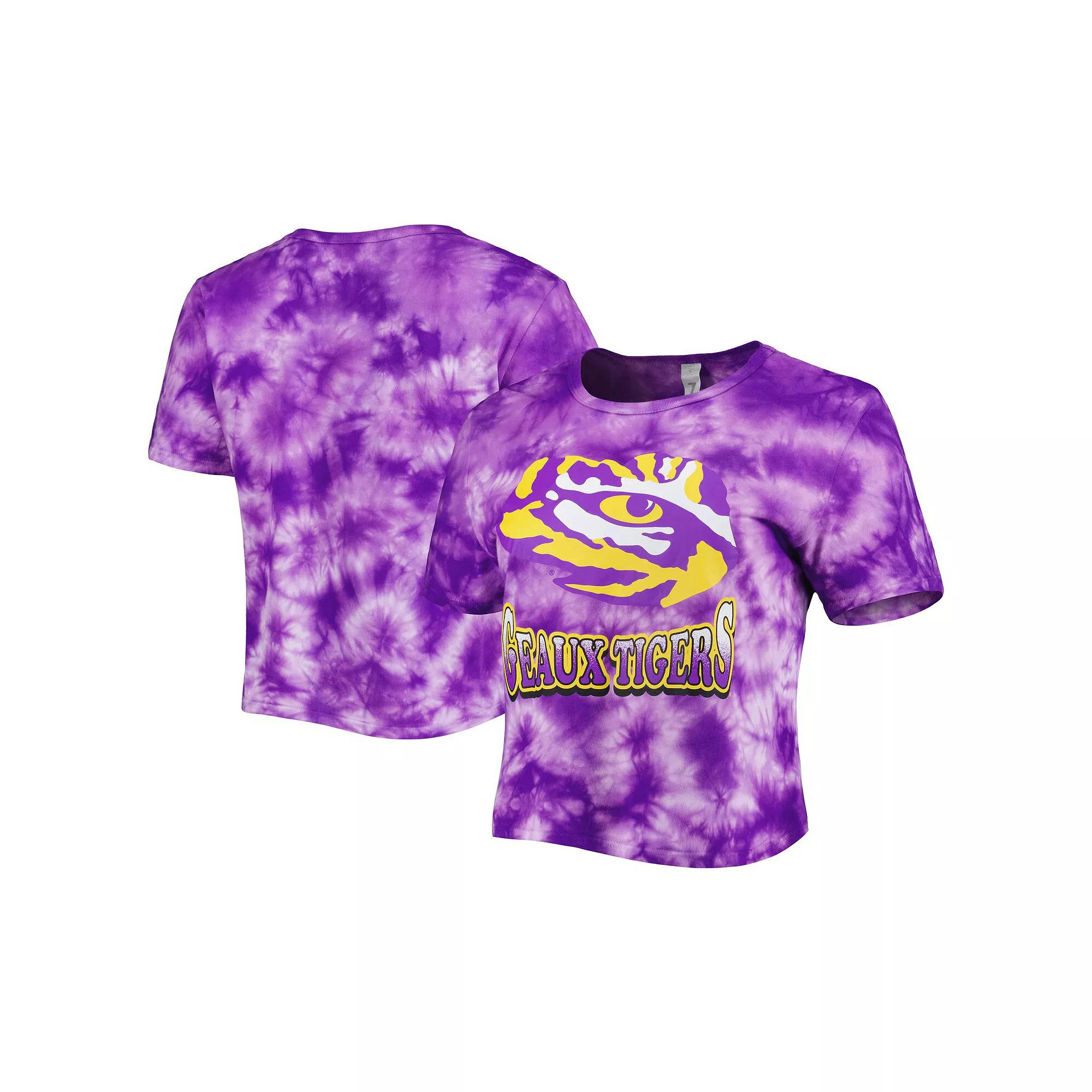 Women's ZooZatz Purple LSU Tigers Cloud-Dye Cropped T-Shirt, Size: XS Product Image