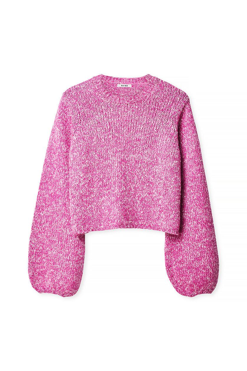 Knitted Open Back Balloon Sleeve Sweater Product Image