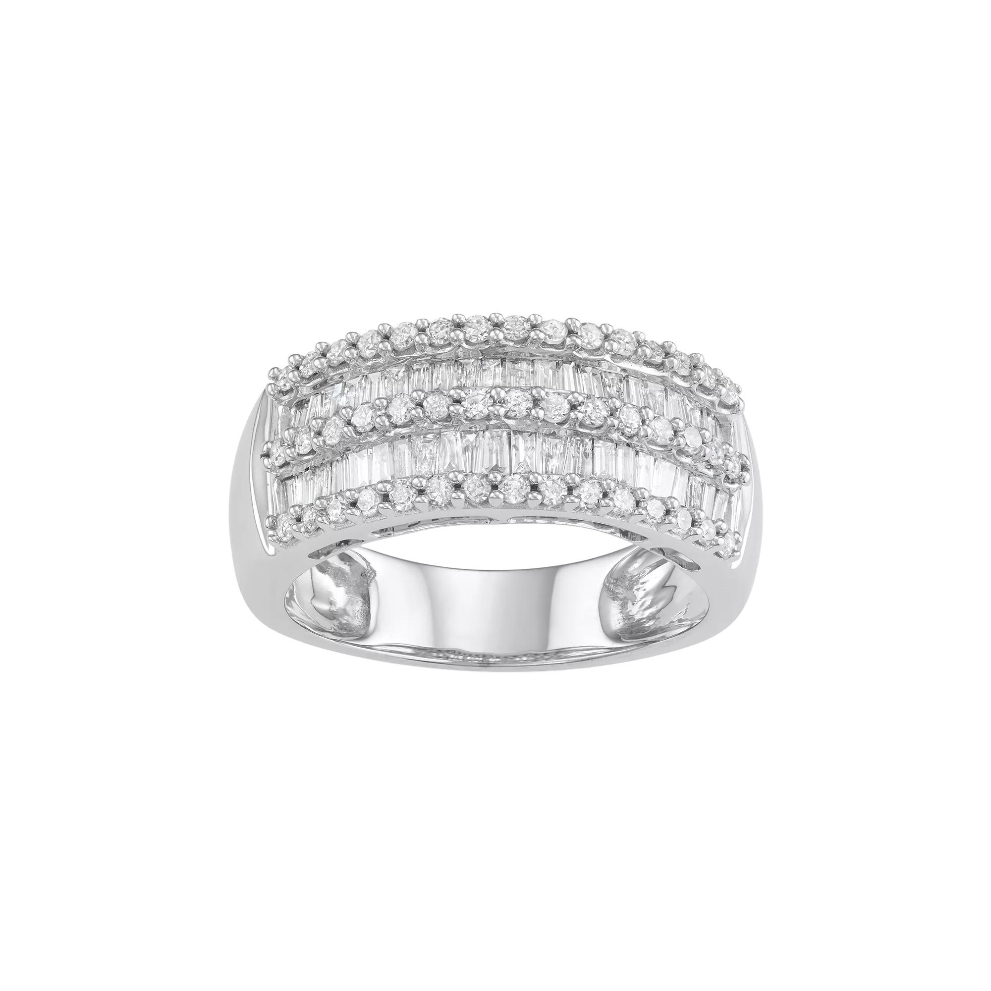 10k White Gold 1 Carat T.W. Diamond Multi Row Ring, Women's, Size: 7 Product Image