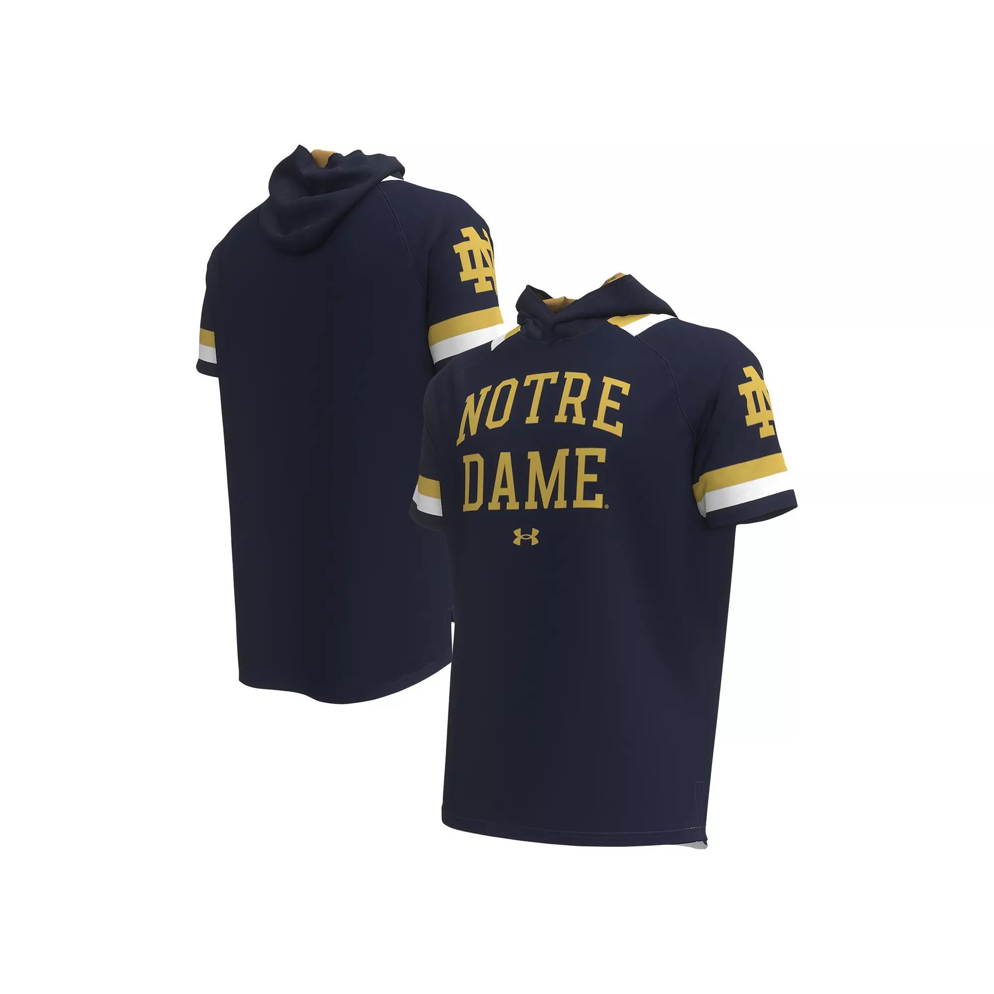 Men's Under Armour Navy Notre Dame Fighting Irish Shooter Raglan Hoodie T-Shirt, Size: Medium, Blue Product Image