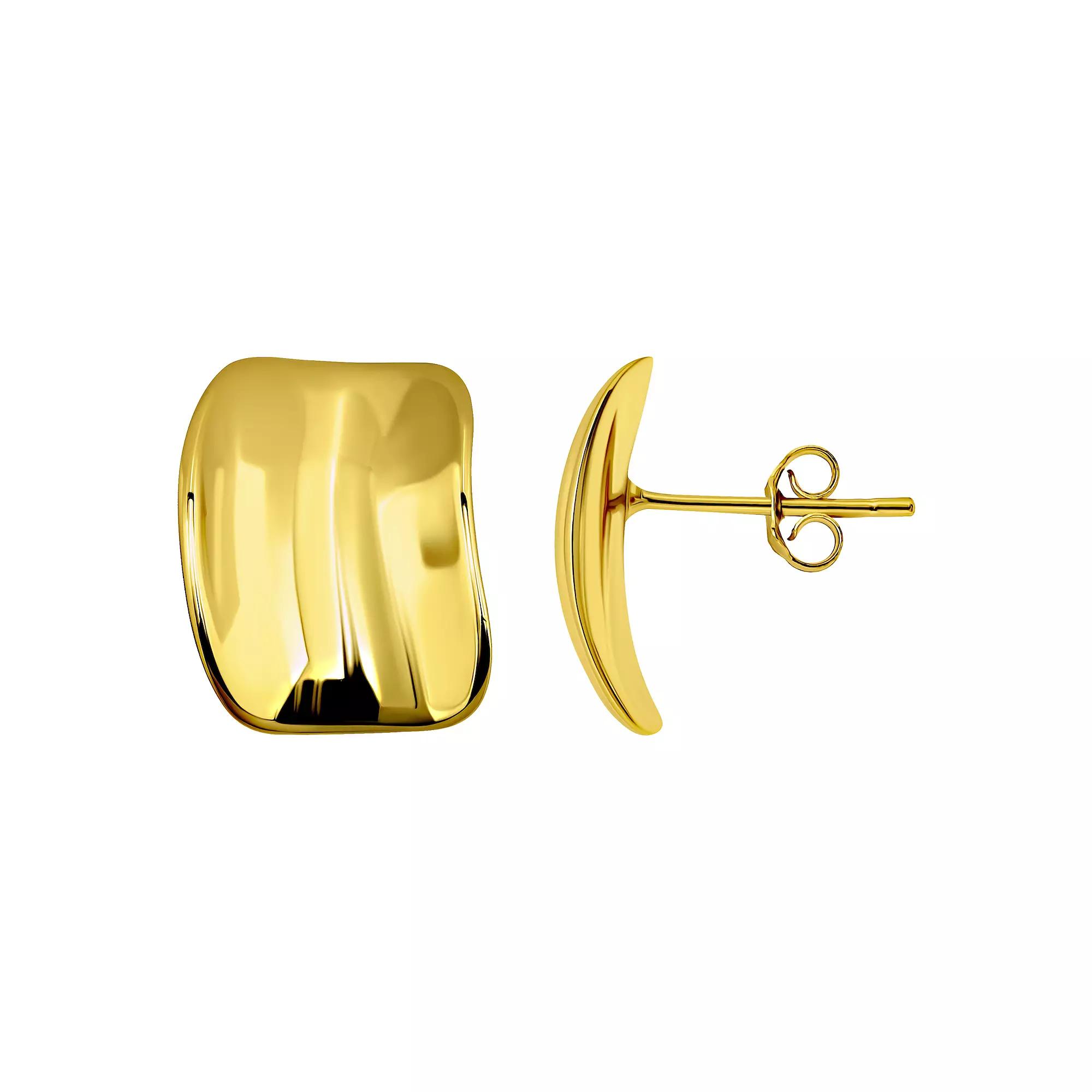 Aleure Precioso Polished Rectangle Shape Post Earrings, Women's, Gold Tone Product Image