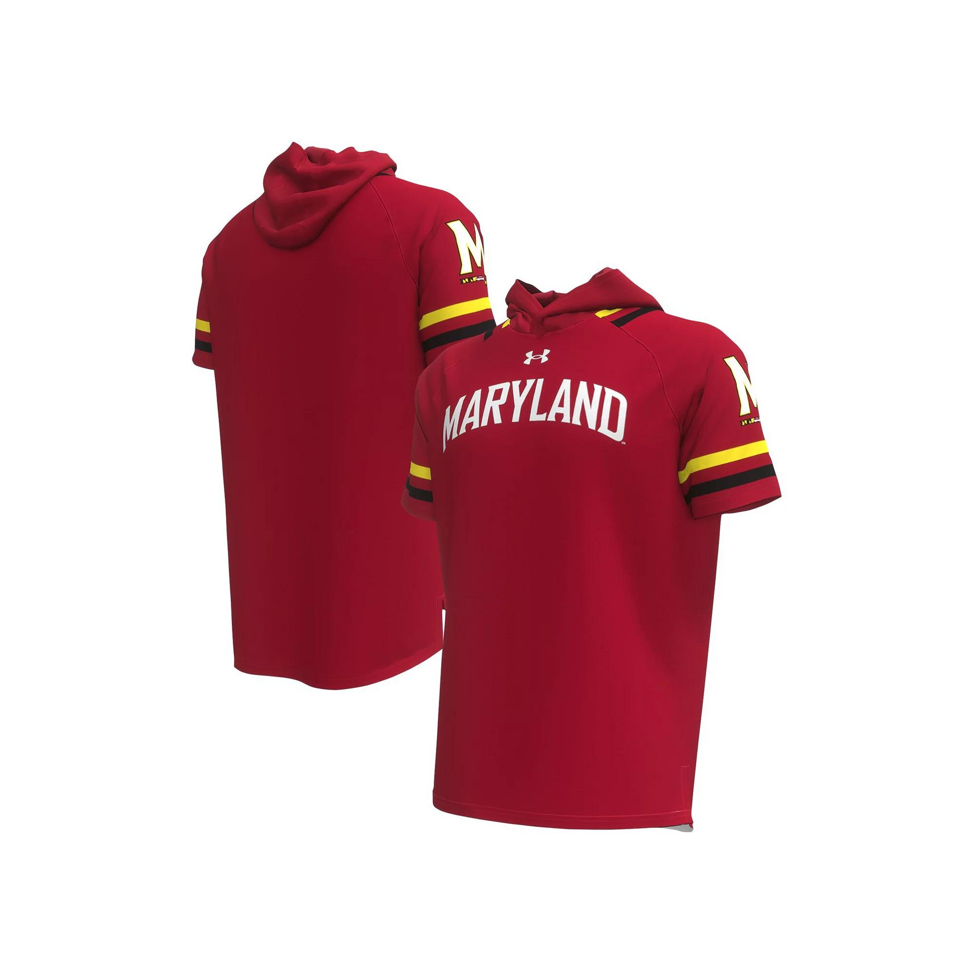 Men's Under Armour Red Maryland Terrapins Shooter Raglan Hoodie T-Shirt, Size: Large Product Image