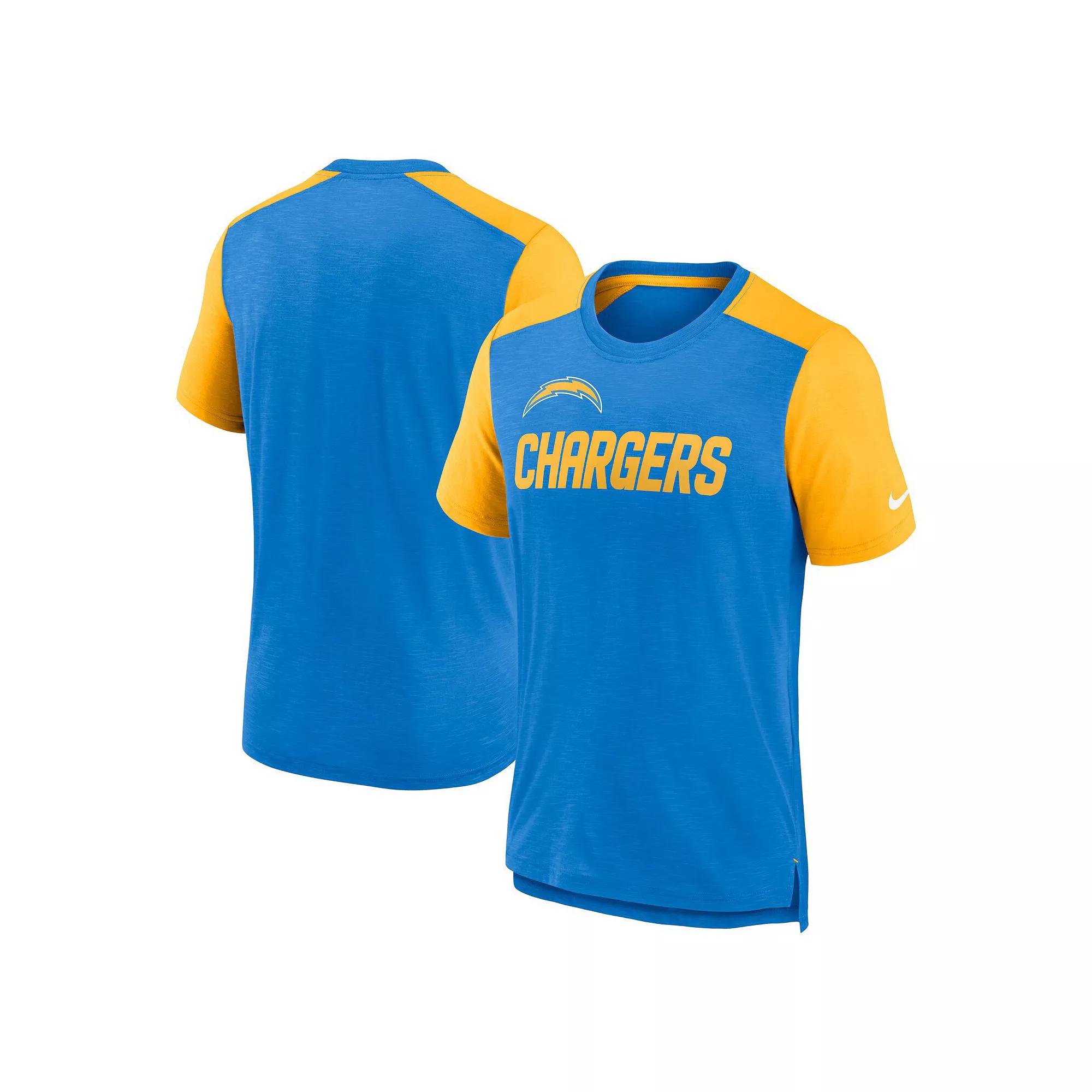 Mens Nike Heathered /Heathered Orange Denver Broncos Color Block Team Name T-Shirt Blue Product Image