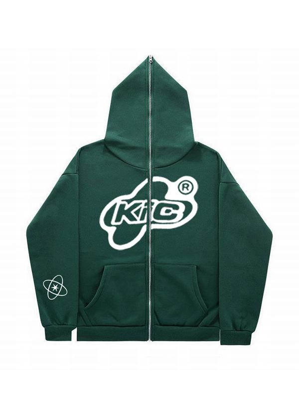 Men's Print Zip Up Oversized Hoodie Product Image