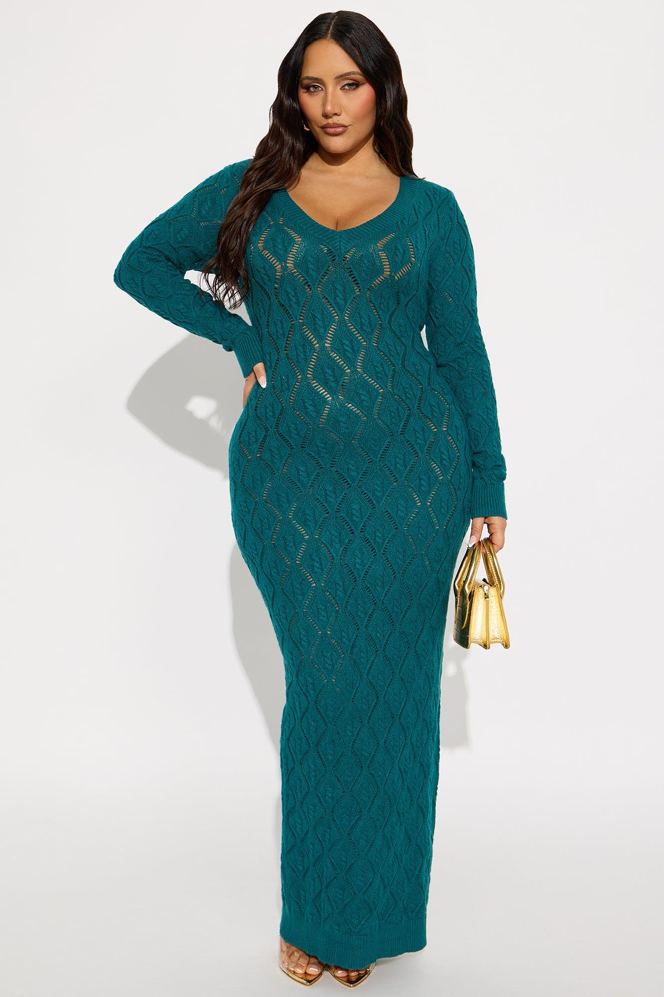 Oriana Sweater Maxi Dress - Teal Female Product Image