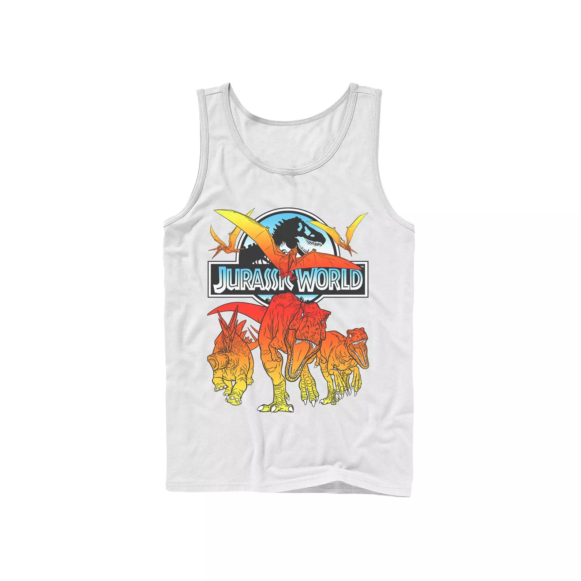 Men's Jurassic World Two Dino Charging Comic Pop Tank Top,  Product Image
