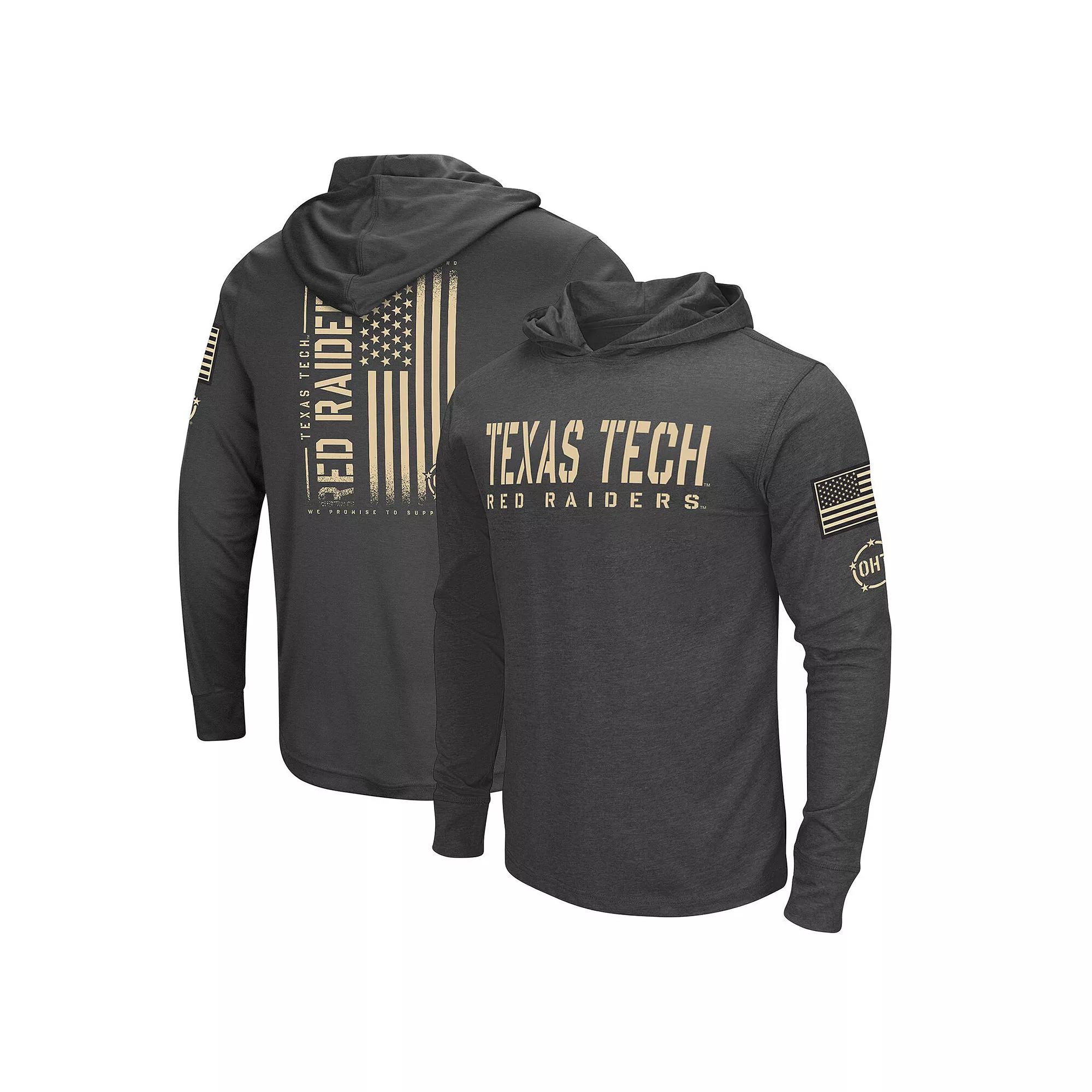 Men's Colosseum Heather Black Texas Tech Red Raiders Team OHT Military Appreciation Long Sleeve Hoodie T-Shirt, Size: Small Product Image