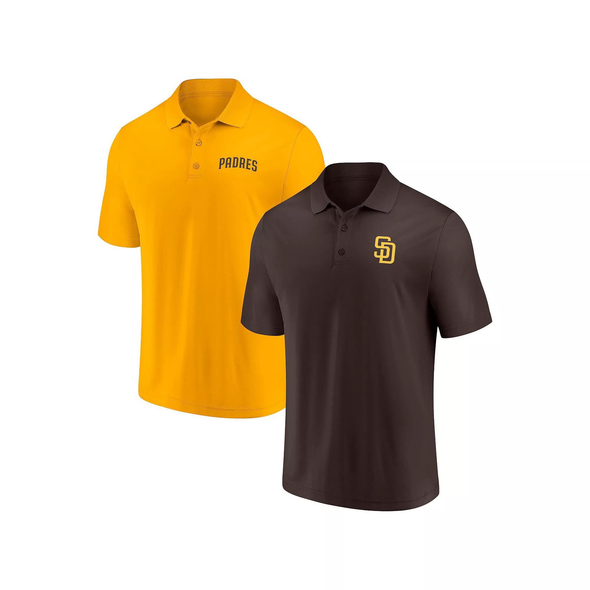 Men's Fanatics Branded Brown/Gold San Diego Padres Dueling Logos Polo Combo Set, Size: Small Product Image