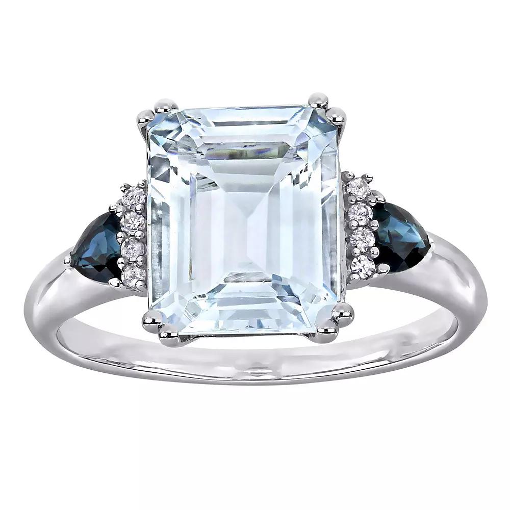 Stella Grace Sterling Silver Aquamarine & Sapphire Fashion Ring, Women's,  Product Image