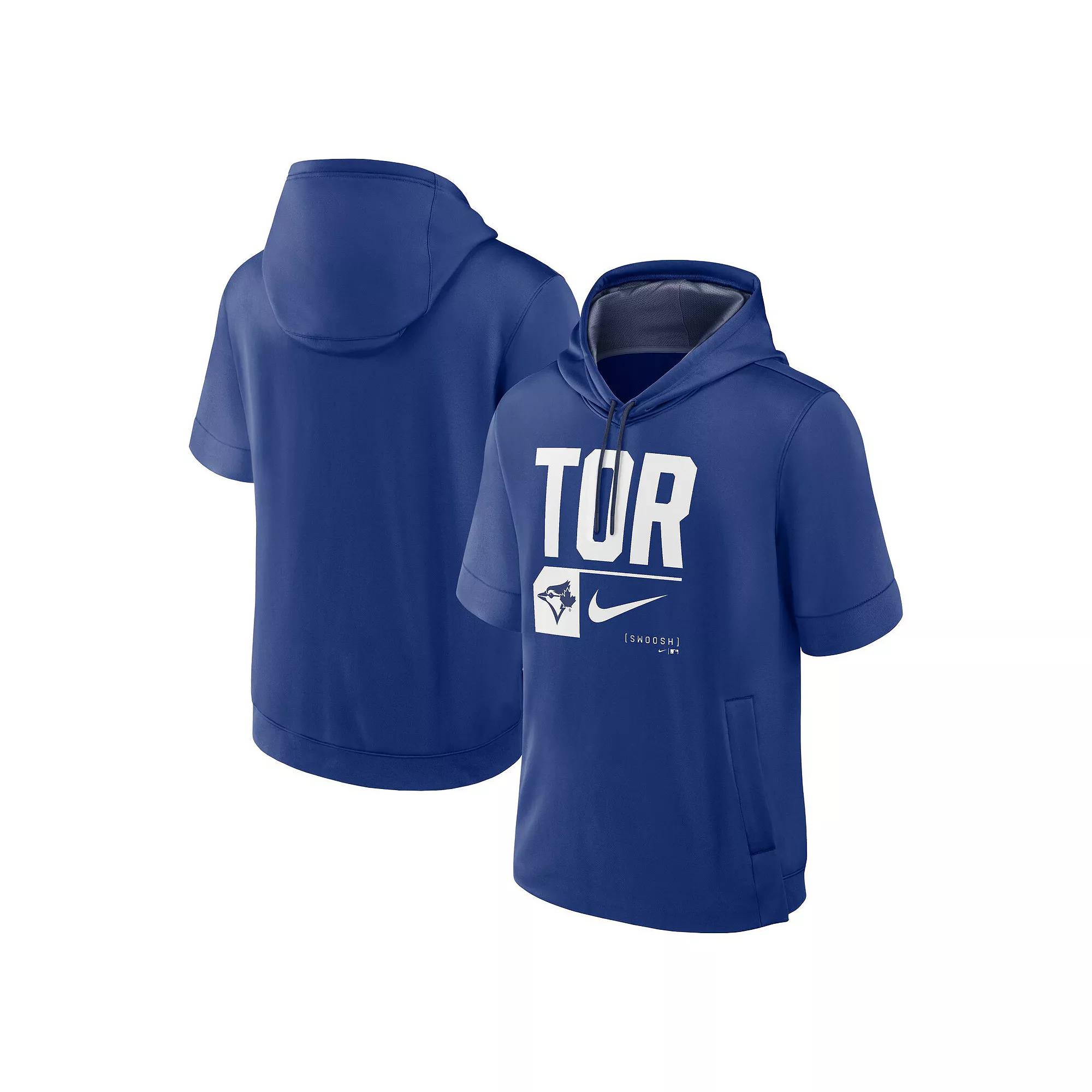 Men's Nike Royal Toronto Blue Jays Tri Code Lockup Short Sleeve Pullover Hoodie,  Product Image