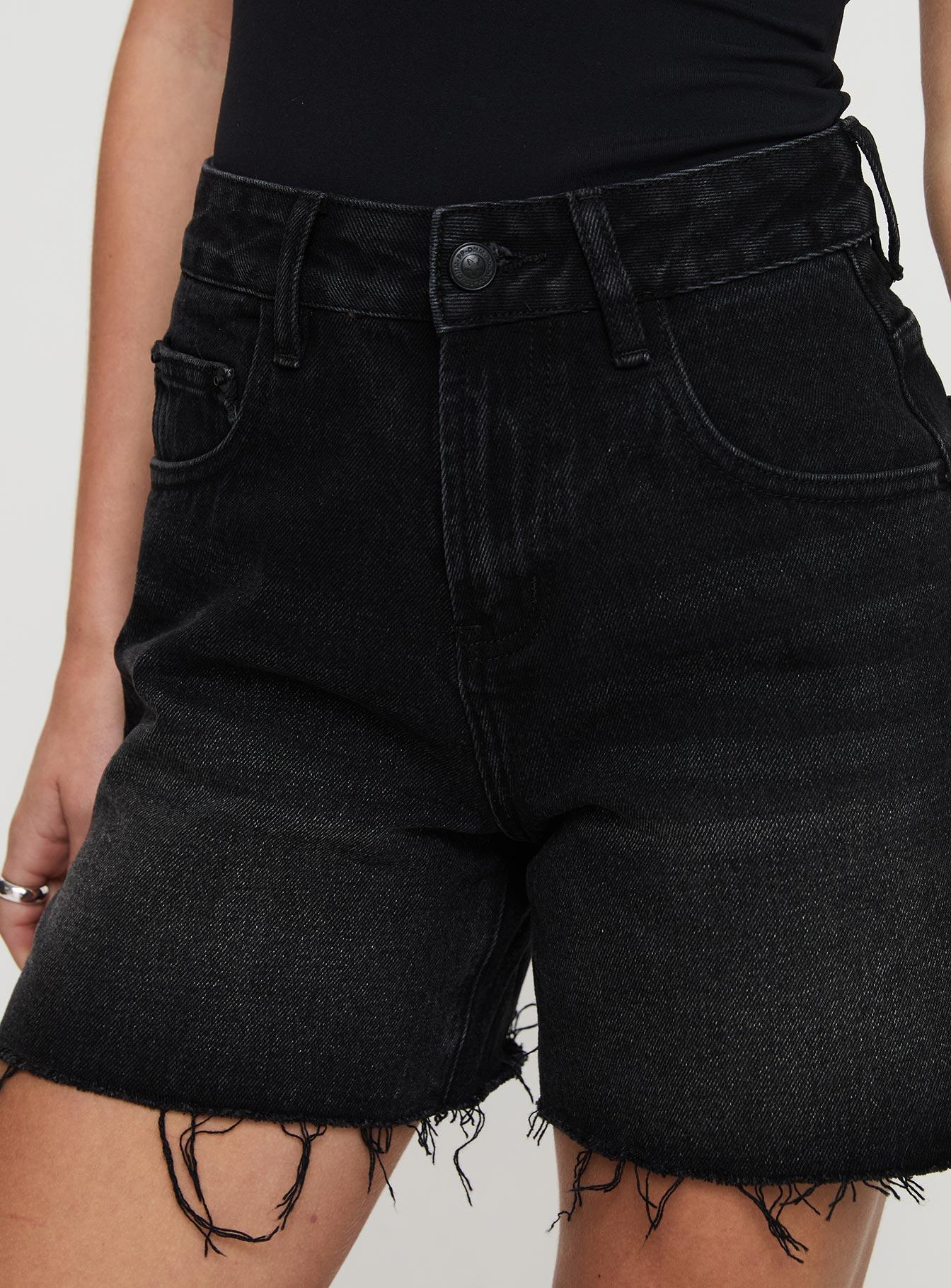 Hayelle Denim Shorts Washed Black Product Image
