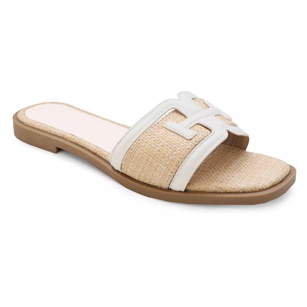 Yoki Slide Raffia H-Band Upper Women's Sandals, Size: 8 Medium, White Product Image