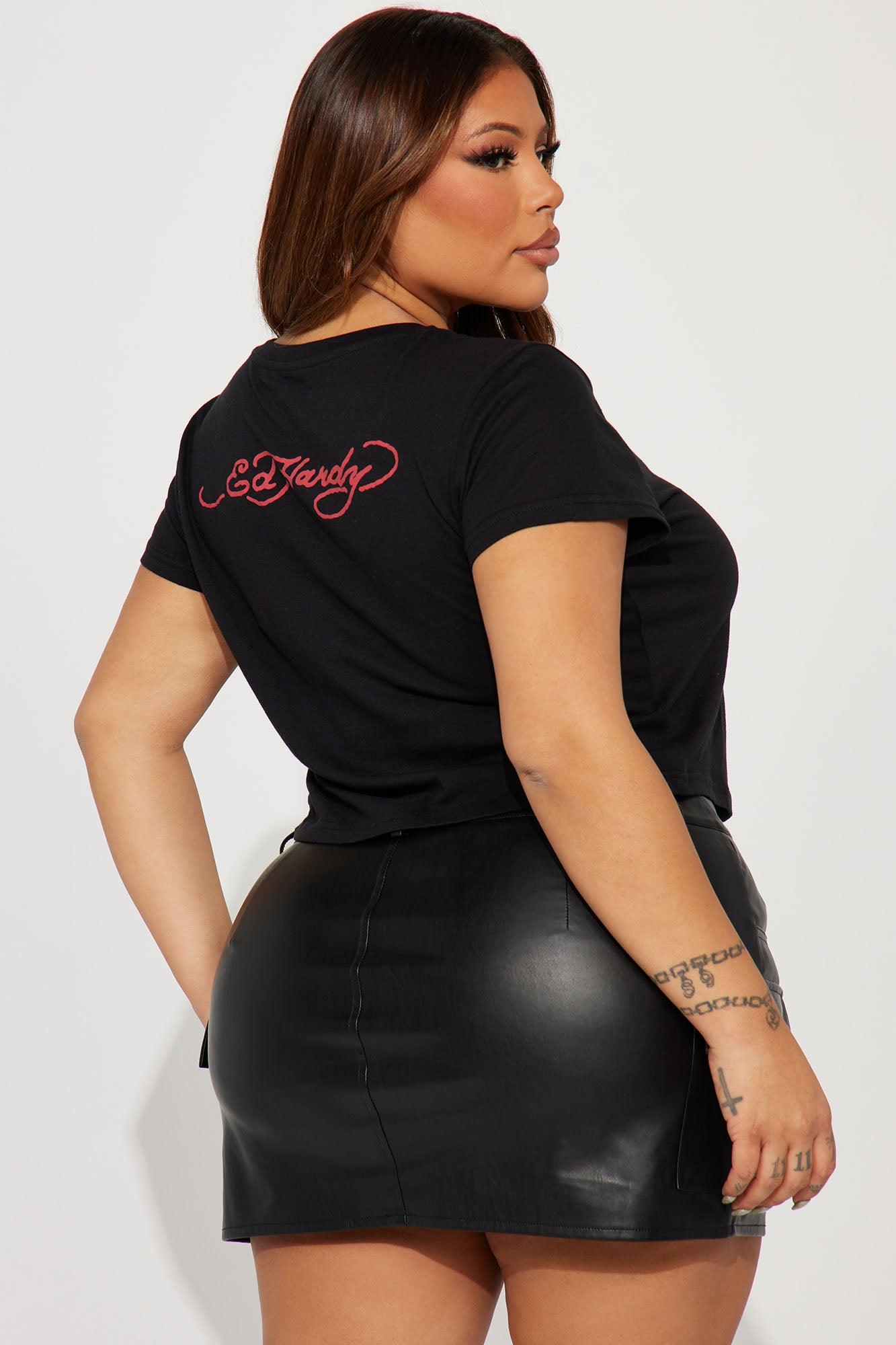 Tiger Heart Ed Hardy Rhinestone Tee - Black Product Image