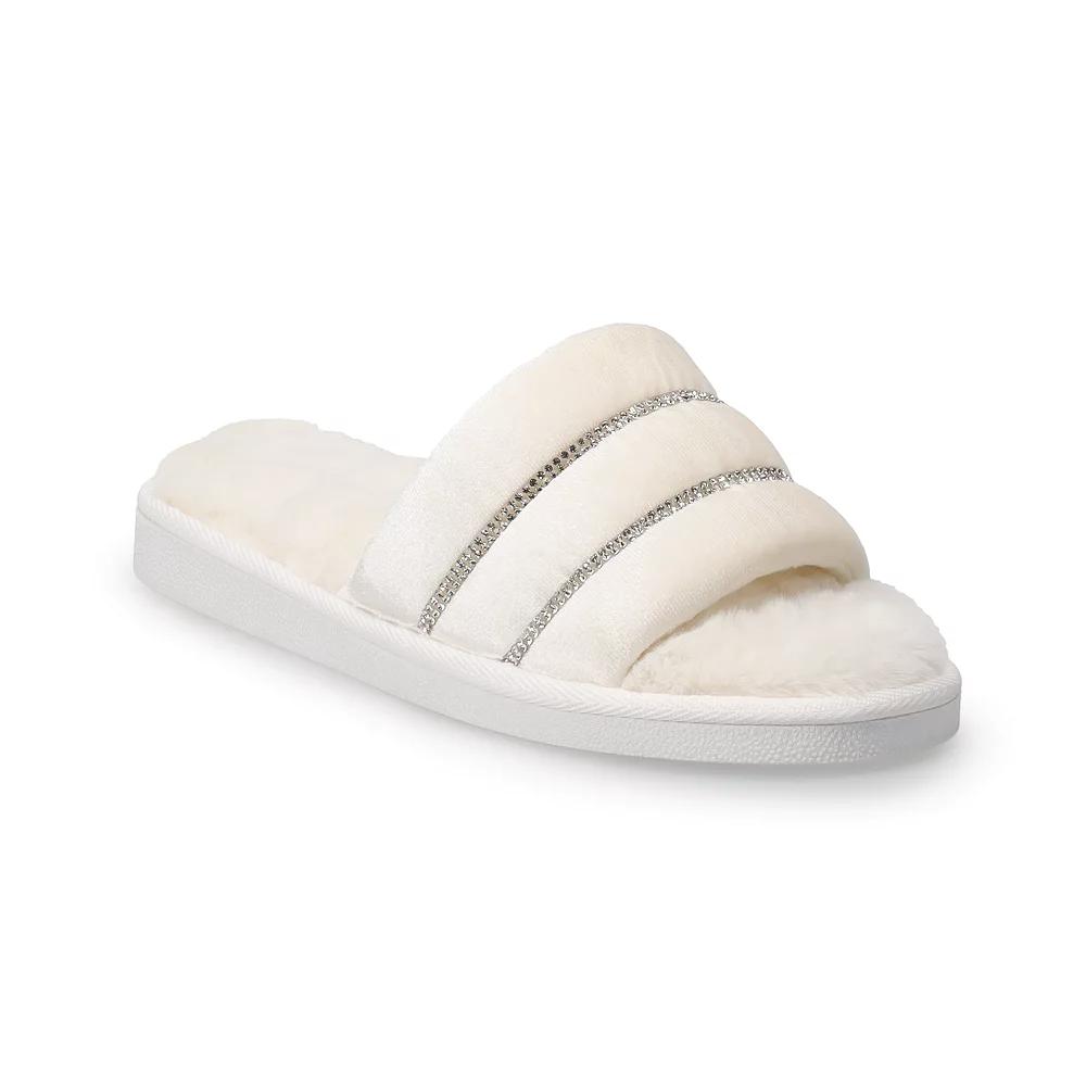 Janelle Women's Bling Slide Slippers, Size: Large, Ivory Product Image