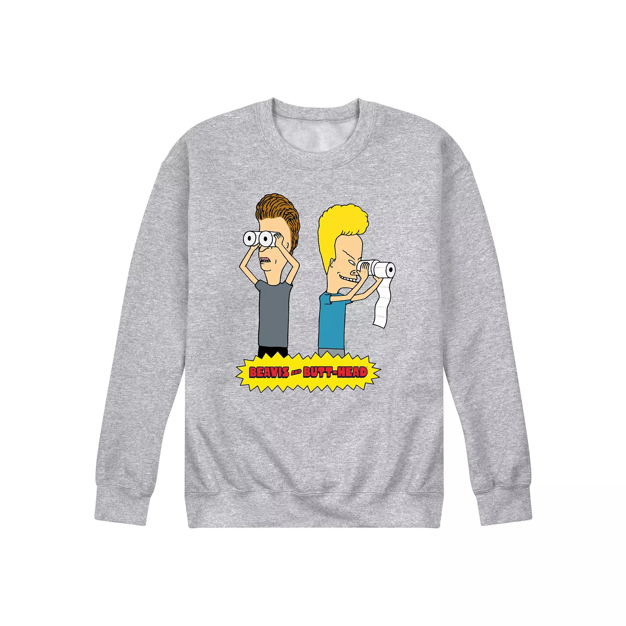 Men's Beavis & Butthead Toilet Paper Fleece Sweatshirt,  Product Image