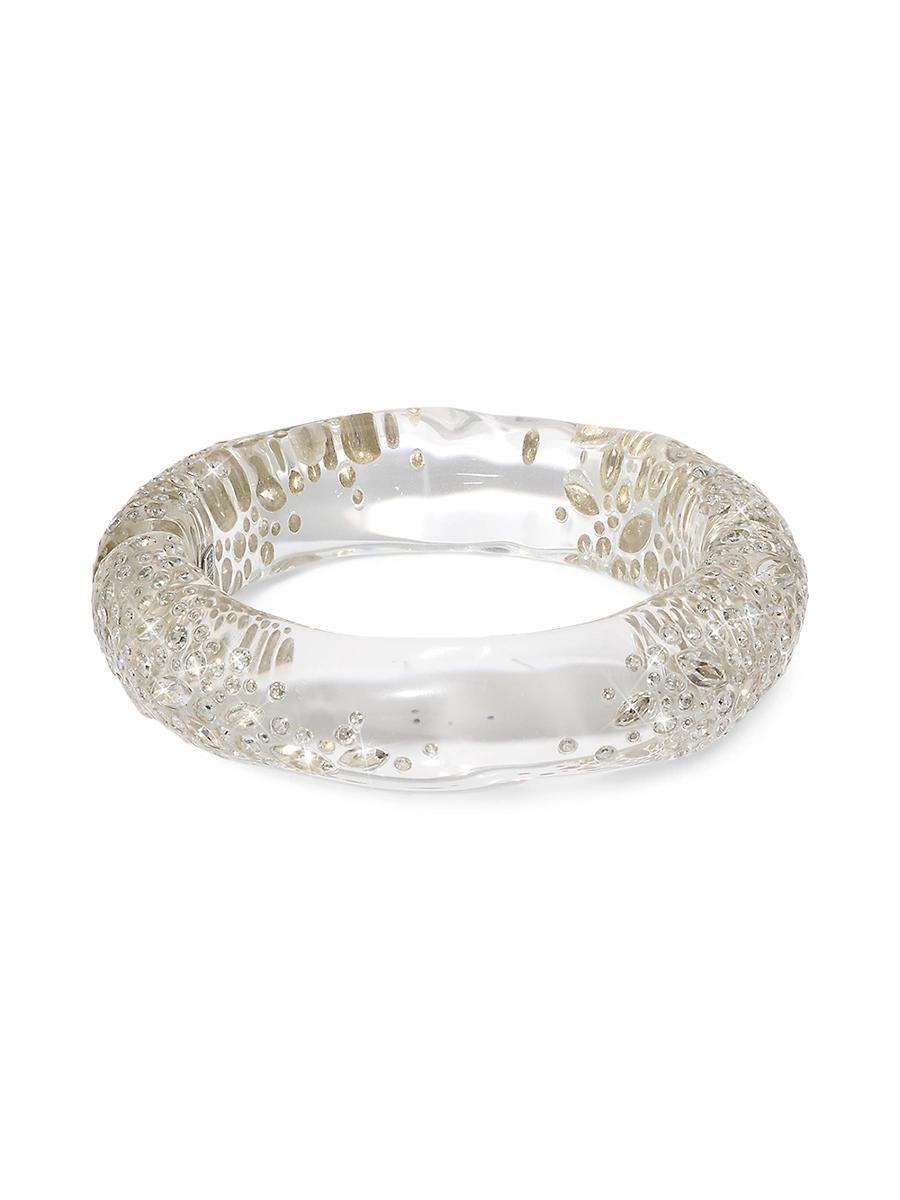Womens Confetti Rhodium-Plated, Glass Crystal & Lucite Bangle Bracelet Product Image