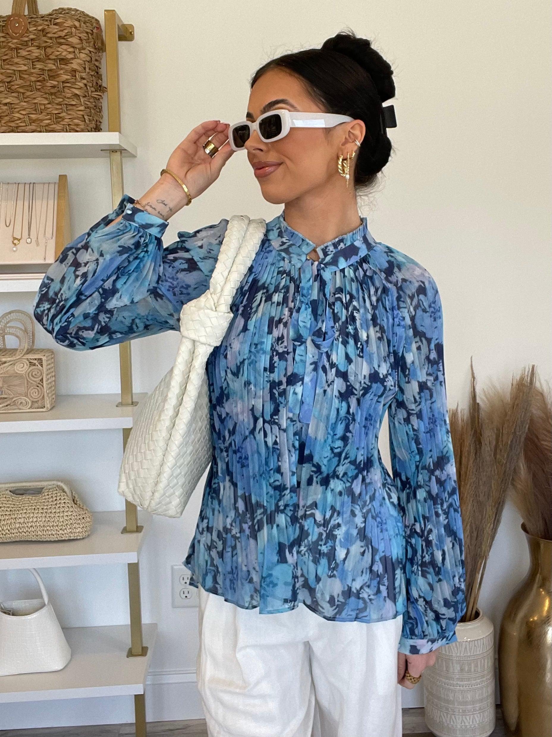 FINAL SALE Amaya Pleated Puff Sleeve Floral Top Product Image