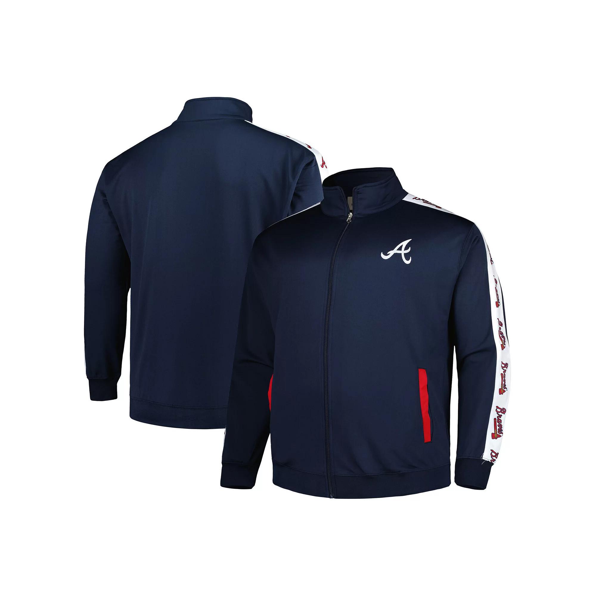Men's Navy Atlanta Braves Big & Tall Tricot Track Full-Zip Jacket, Size: 3XB, Blue Product Image