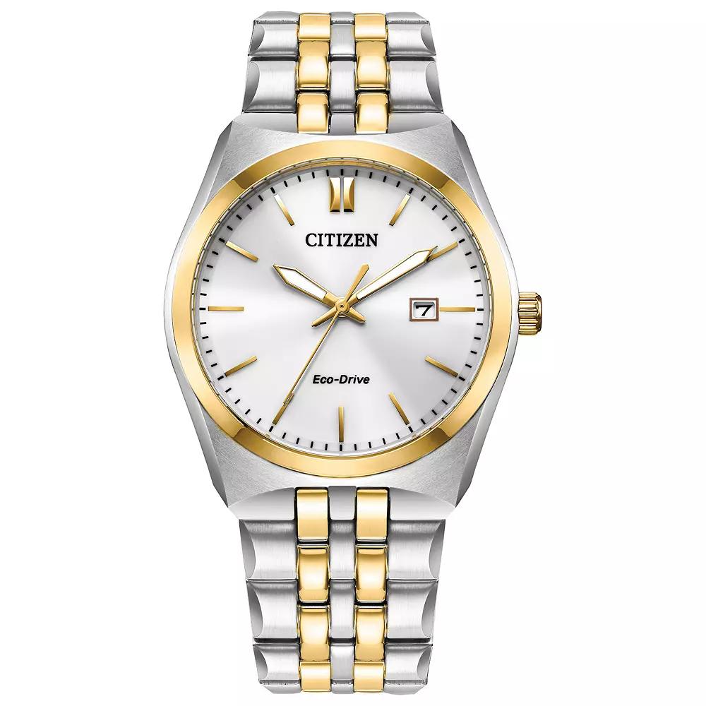 Citizen Eco-Drive Corso Mens Two-Tone Stainless Steel Bracelet Watch Gold Silver Product Image