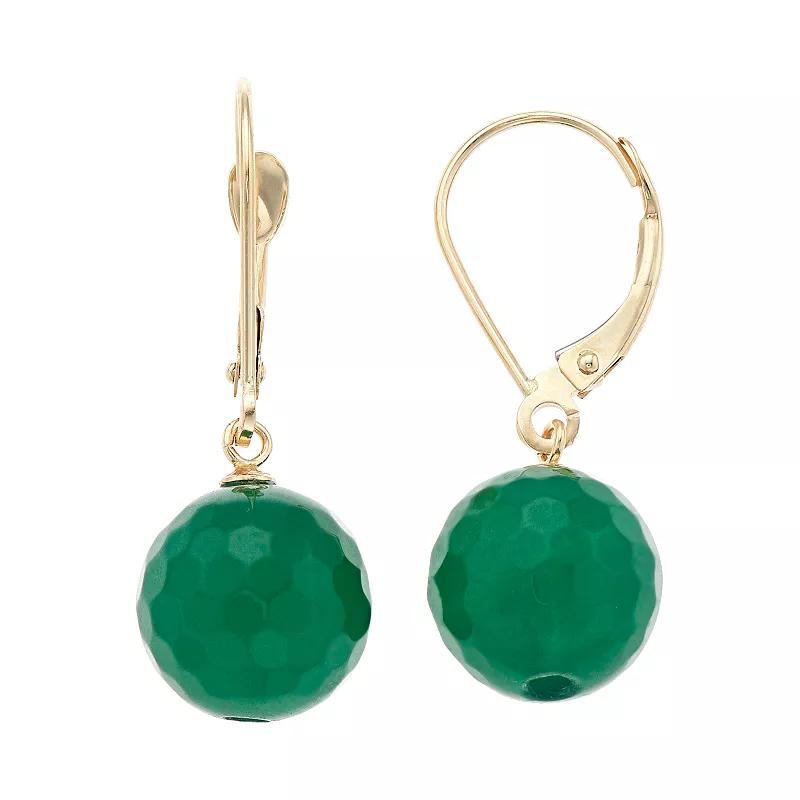 14k Gold Agate Drop Earrings, Women's, Green Product Image