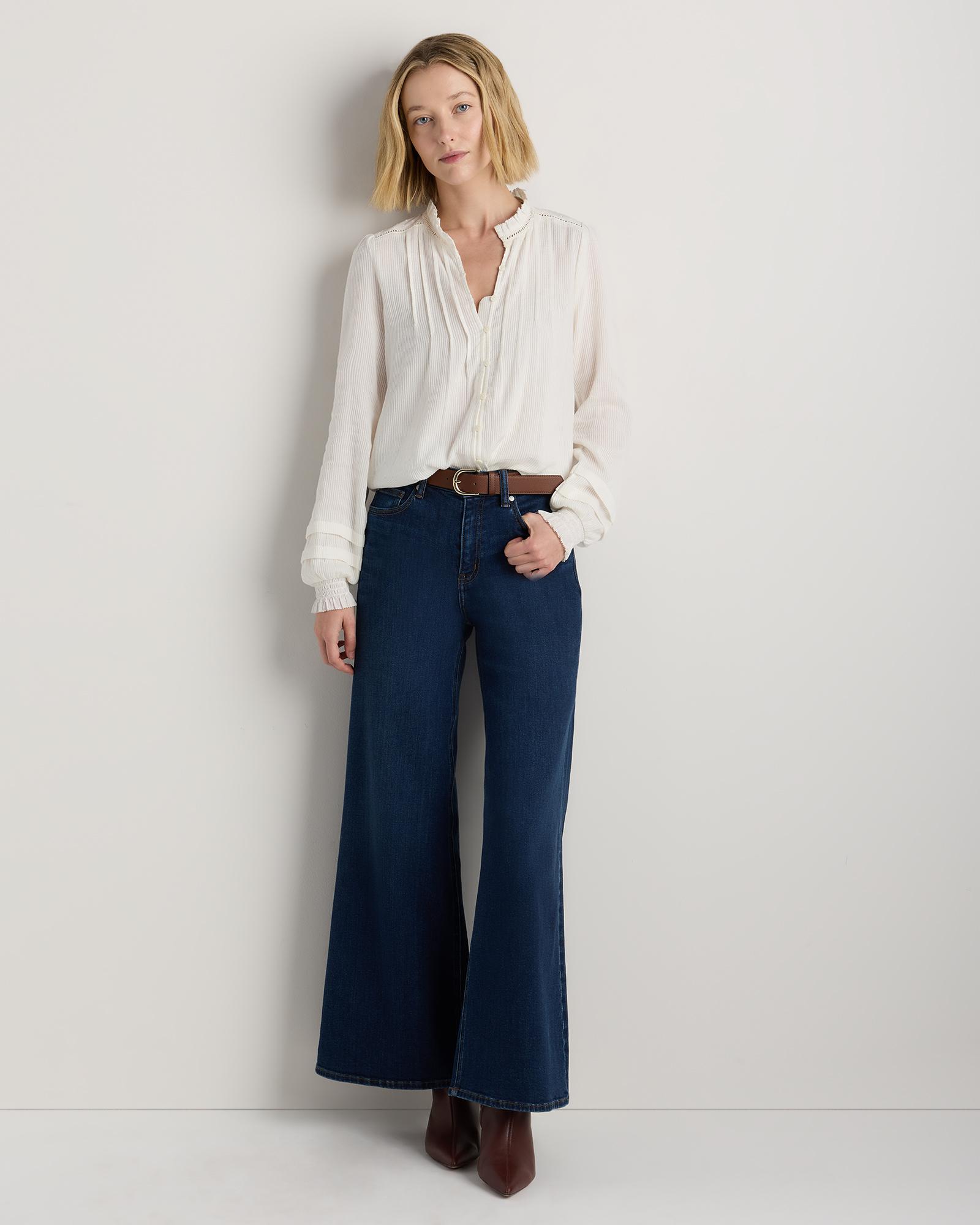 Quince | Women's Organic Textured Cotton Peasant Blouse Organic Cotton Product Image