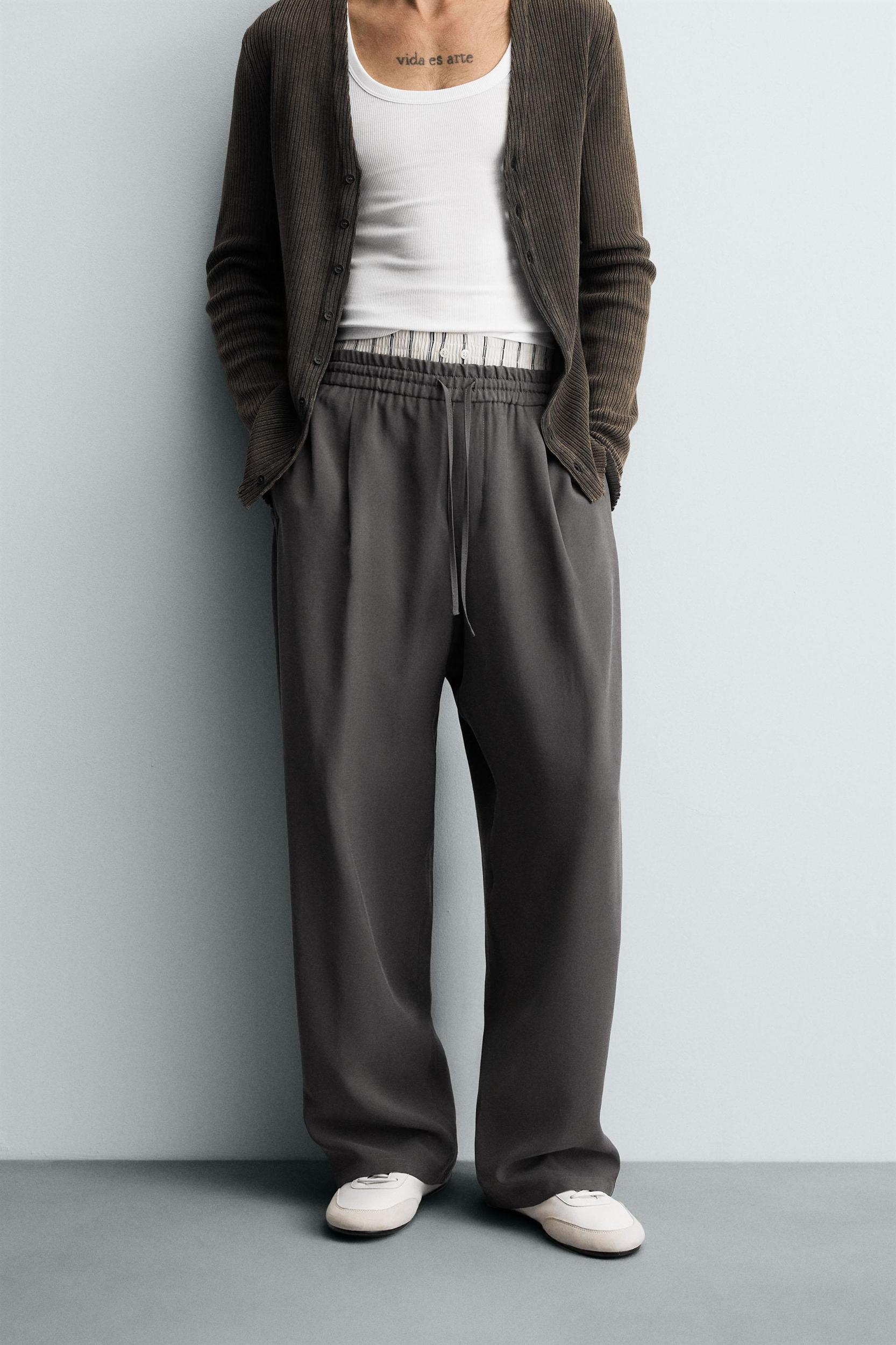FLOWY TOPSTITCHED PANTS Product Image