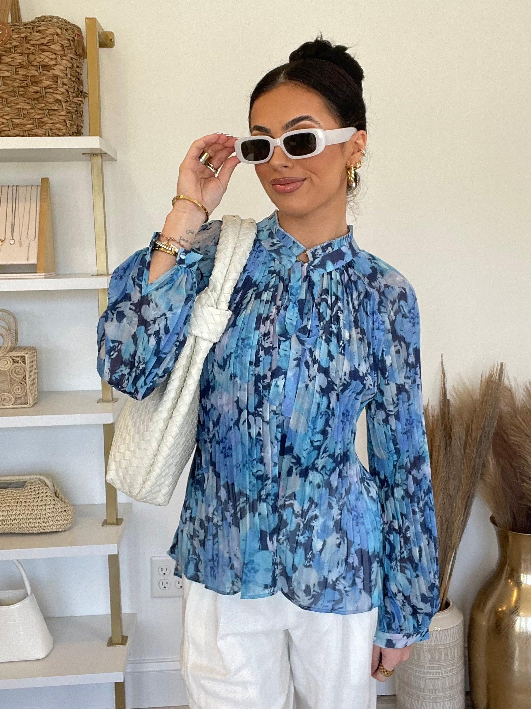 FINAL SALE Amaya Pleated Puff Sleeve Floral Top Product Image