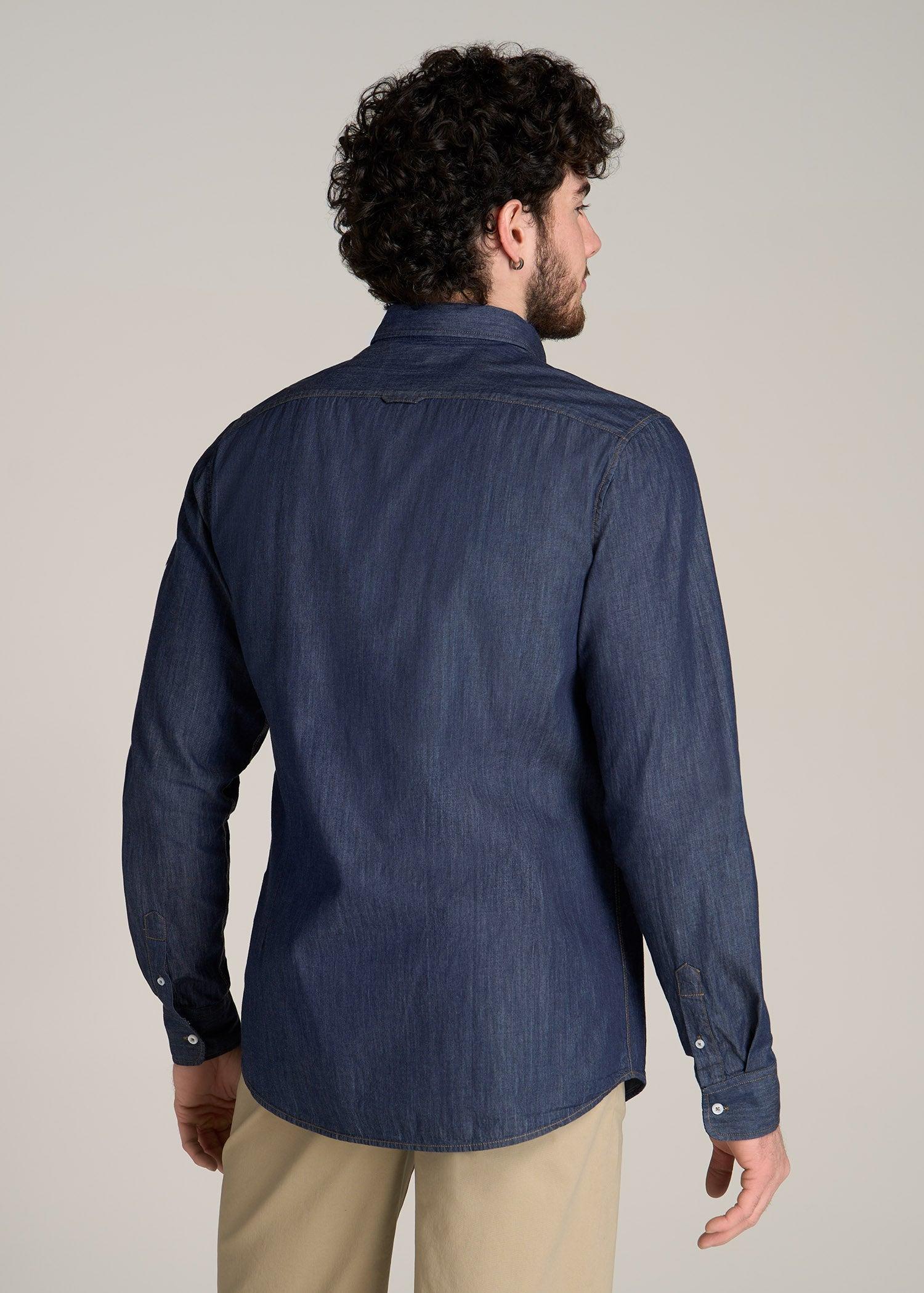 Chambray Button-Down Shirt for Tall Men in Dark Chambray Male Product Image