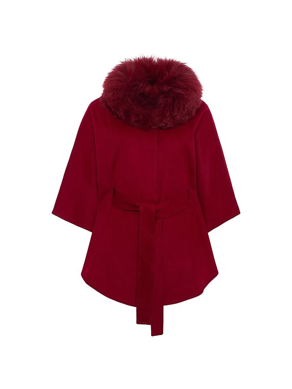 Womens Select Wool Belted Cape with Select Lamb Collar Product Image