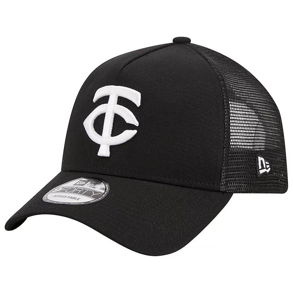Men's New Era Black Minnesota Twins A-Frame 9FORTY Trucker Adjustable Hat Product Image