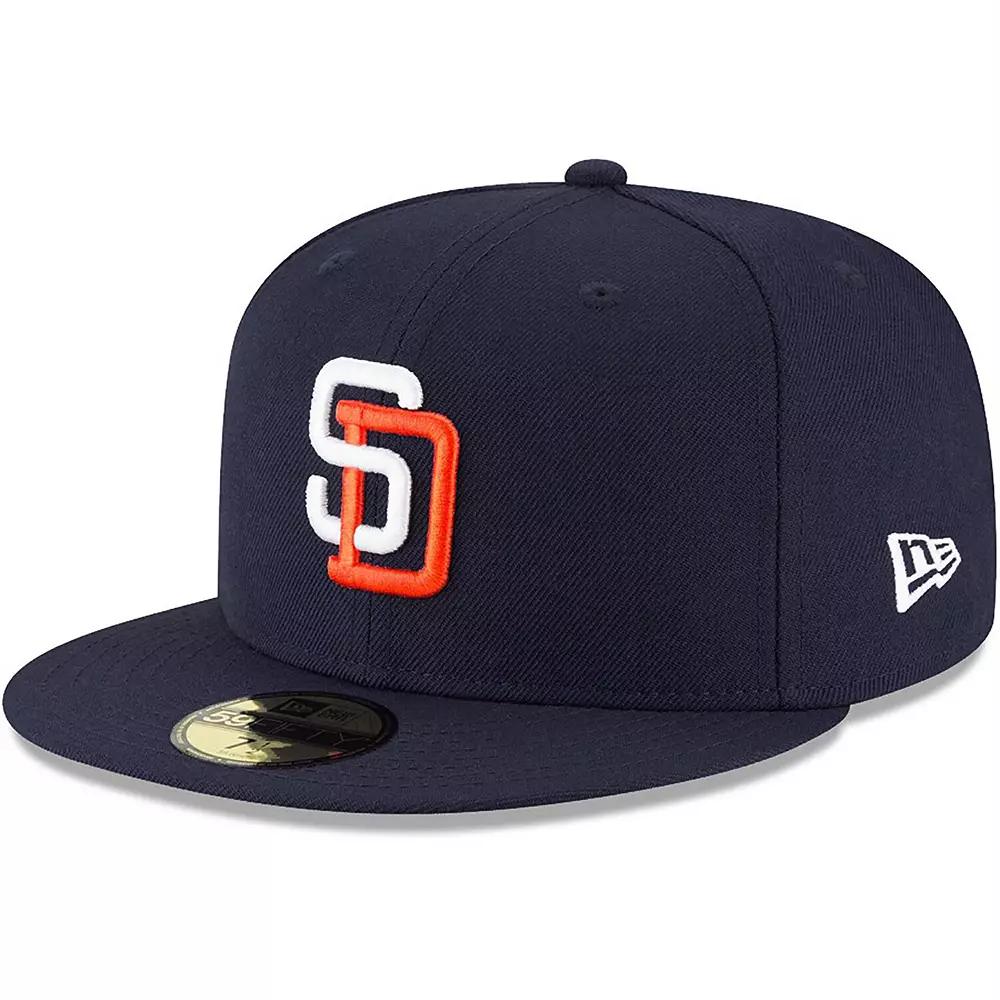 Men's New Era Navy San Diego Padres Cooperstown Collection Wool 59FIFTY Fitted Hat, Size: 7 3/8, Blue Product Image