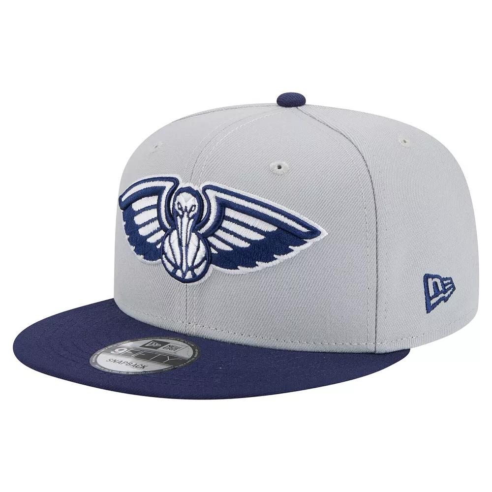 Men's New Era Gray/Navy New Orleans Pelicans Color Pack 2-Tone 9FIFTY Snapback Hat, Grey Product Image