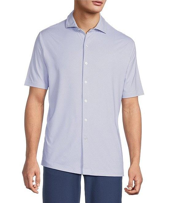 Hart Schaffner Marx Luxury Performance Short Sleeve Geo Print Button Front Shirt Product Image