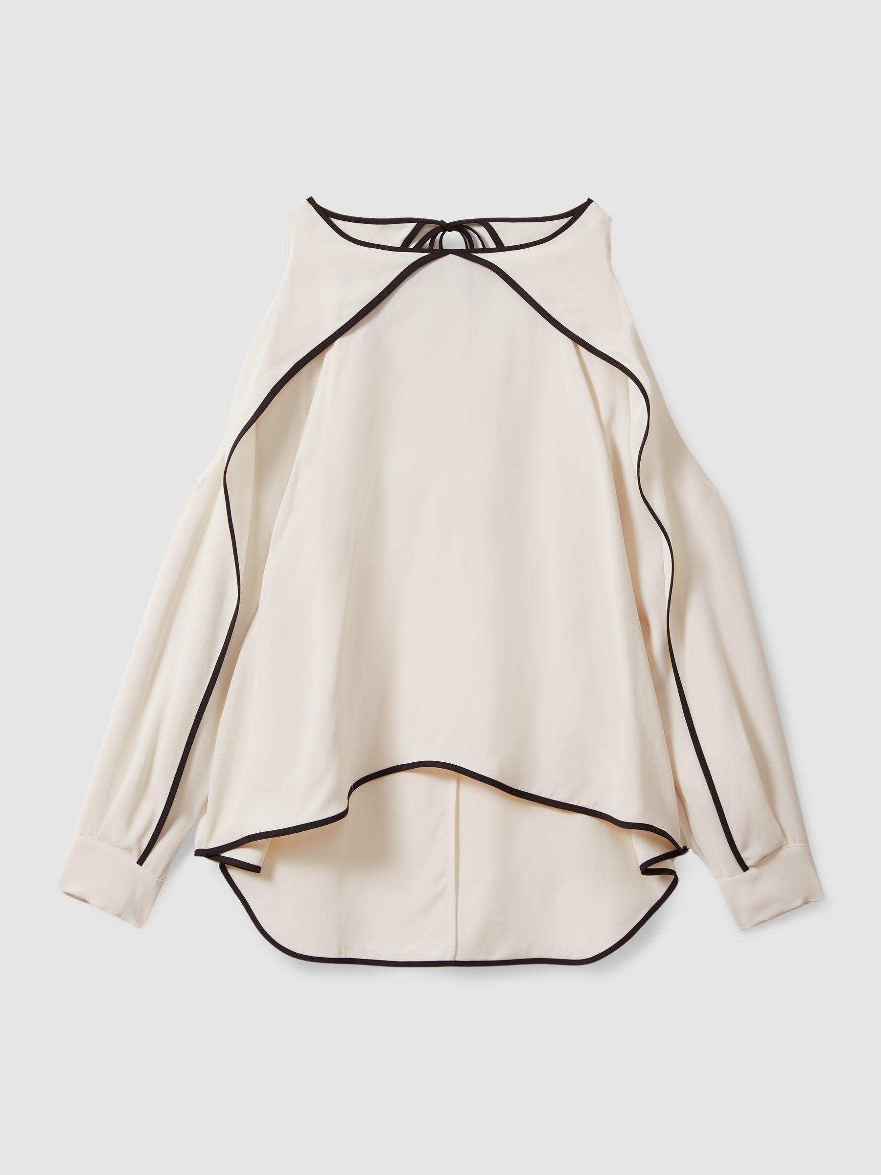 Ruffle Detail Cut Out Blouse in White Product Image