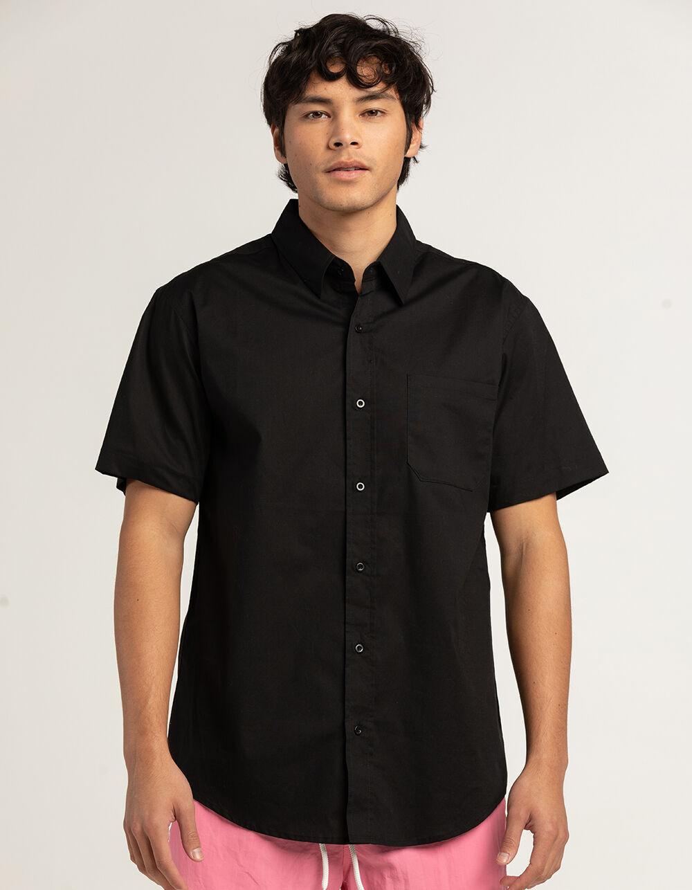 RSQ Mens Solid Button Up Shirt - BLACK Product Image