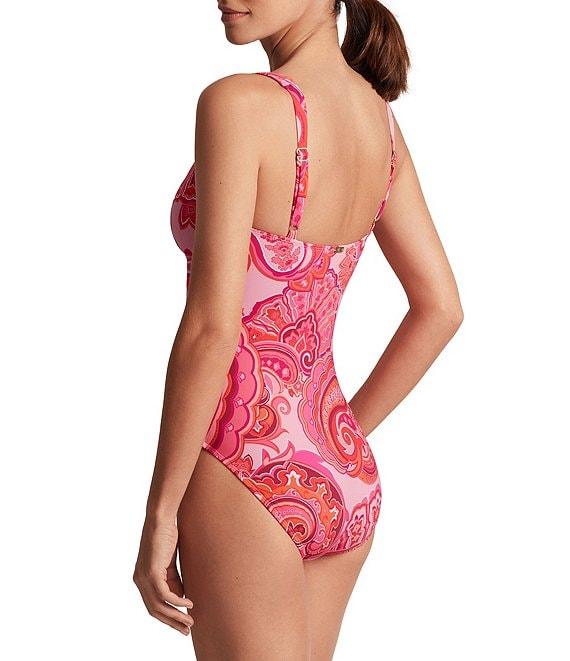 Lauren Ralph Lauren Provence Paisley Scoop Neck Tie Front One Piece Swimsuit Product Image
