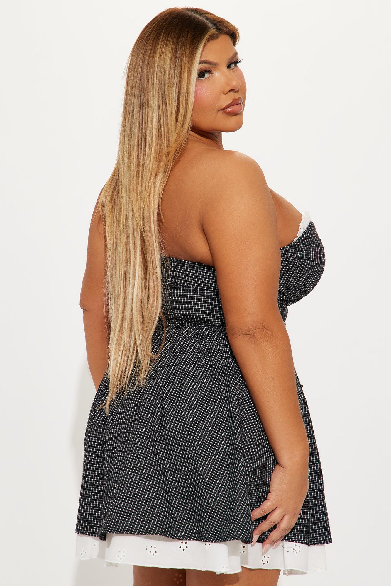 Julietta Plaid Mini Dress - Black Product Image