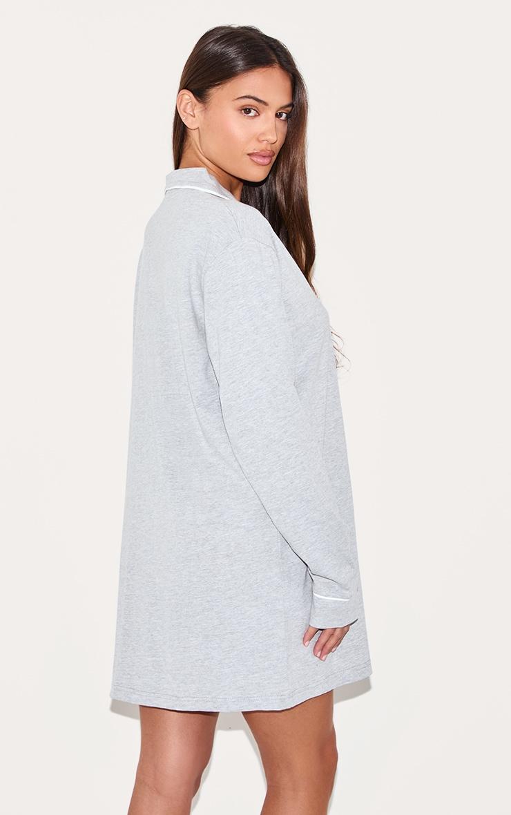 Grey Marl Jersey Piping Long Sleeve Nightdress Product Image