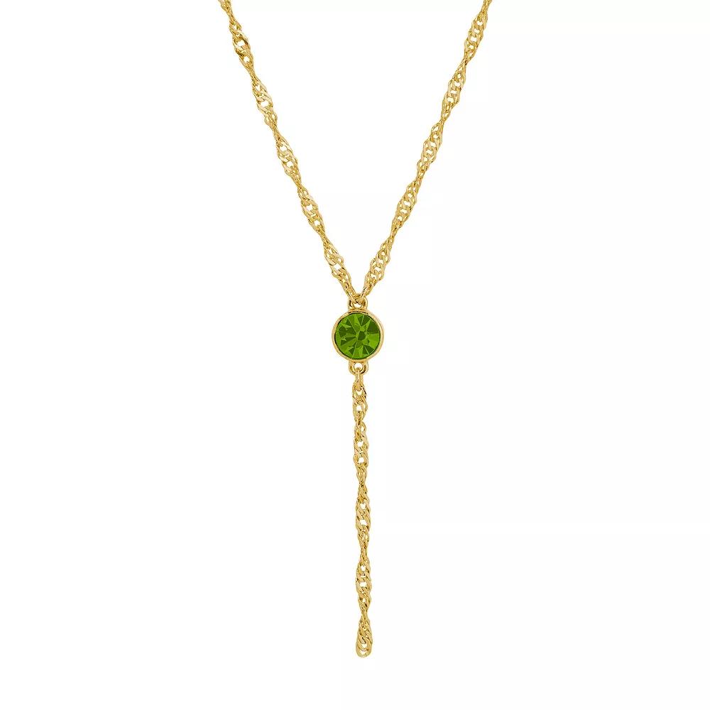 1928 Gold Tone Crystal Y-Necklace, Womens, Green Product Image