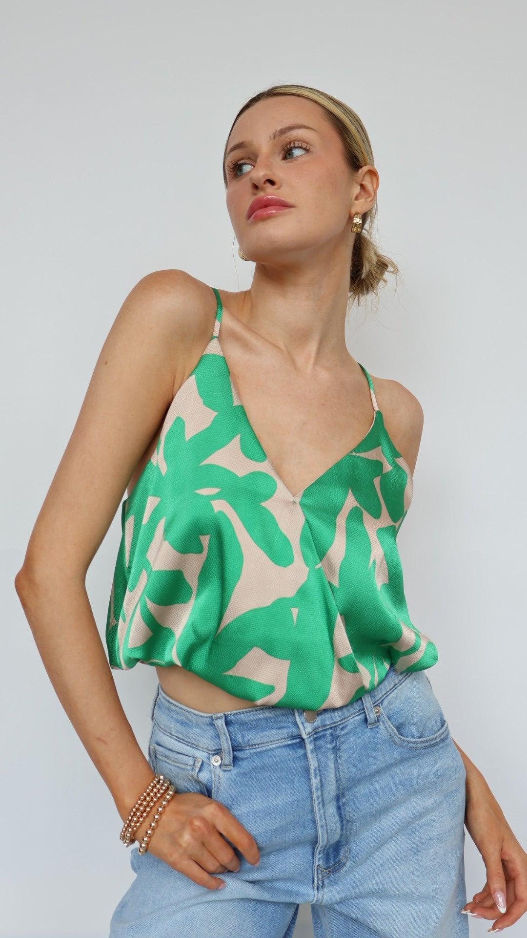 Satin Print Crop Top Product Image