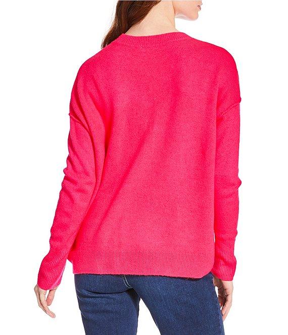 Vince Camuto Crew Neck Long Sleeve Extended Shoulder Seamed Cozy Statement Sweater Product Image