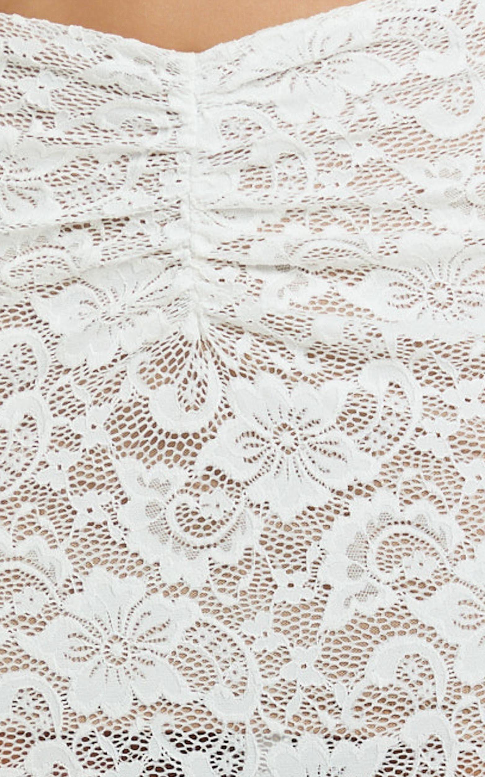 Demetria Two Piece Top and Skirt Set - Boat Neck Crop Top and Gathered Waist Maxi Skirt Set in White Product Image