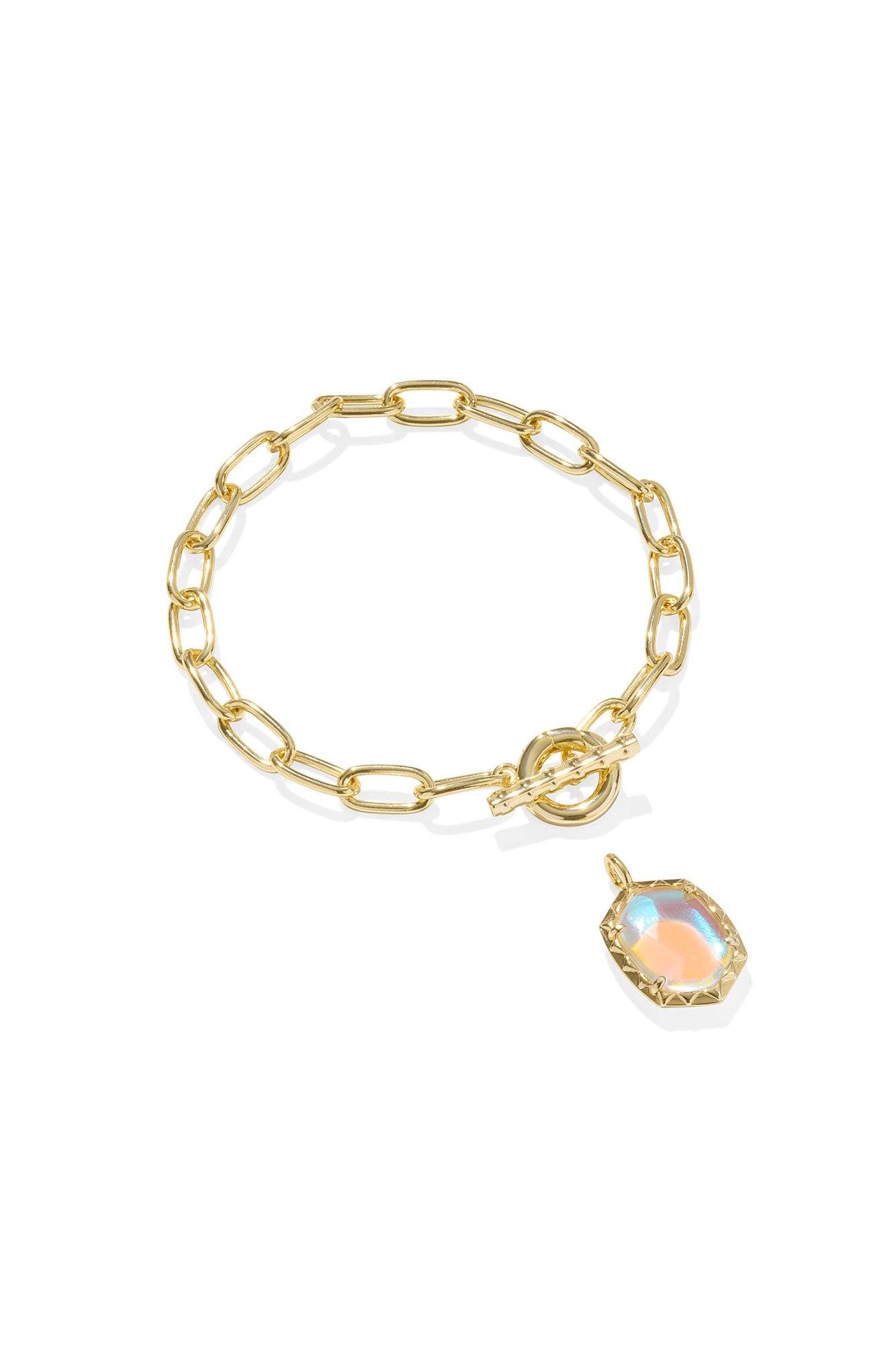 Daphne Gold Link And Chain Bracelet Dichroic Glass Product Image