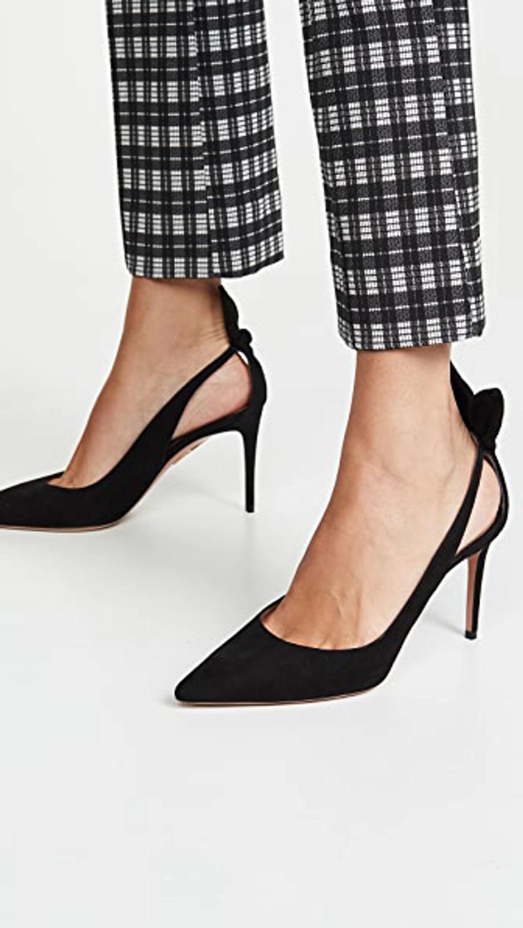 AQUAZZURA Bow Tie 85 Suede Pumps In Black Product Image