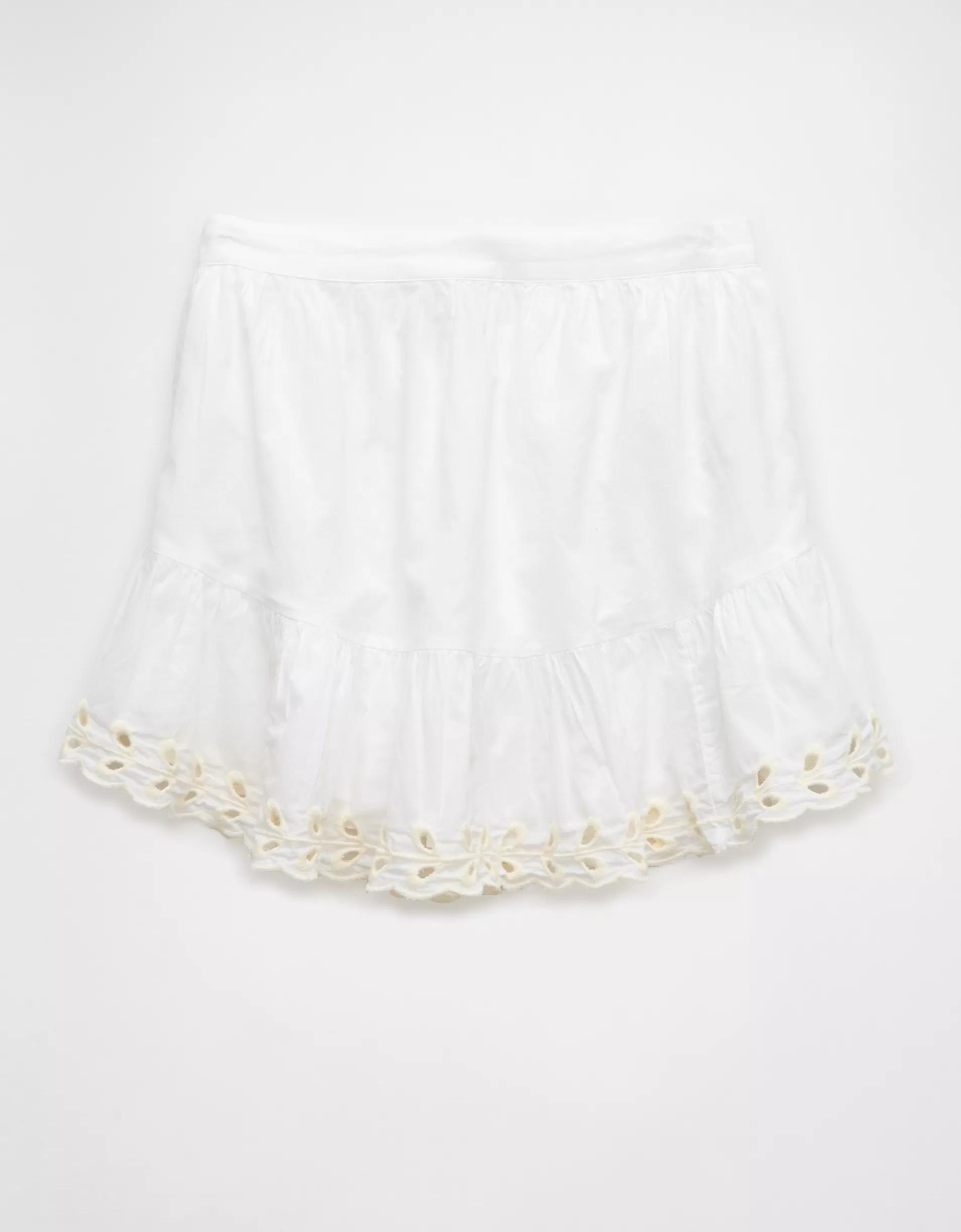 AE High-Waisted Embroidered Eyelet Mini Skirt Product Image